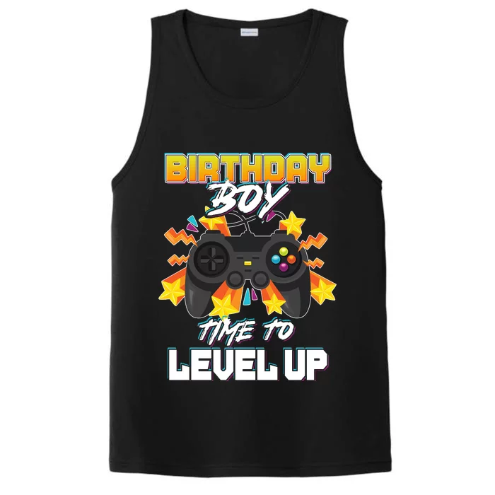 Birthday Boy Time to Level Up Video Gamer Cute Funny Performance Tank