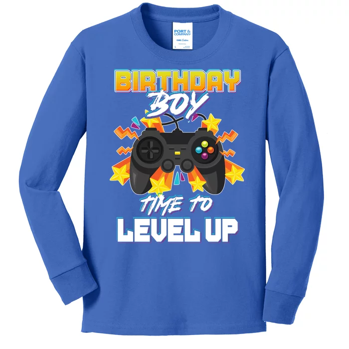 Birthday Boy Time to Level Up Video Gamer Cute Funny Kids Long Sleeve Shirt