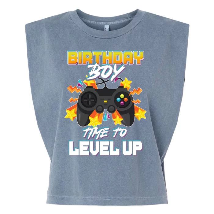 Birthday Boy Time to Level Up Video Gamer Cute Funny Garment-Dyed Women's Muscle Tee