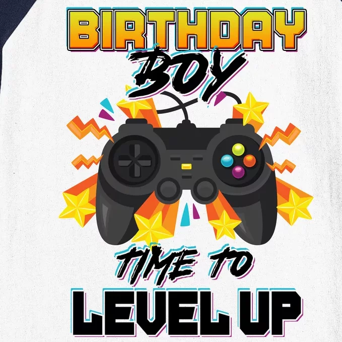 Birthday Boy Time to Level Up Video Gamer Cute Funny Baseball Sleeve Shirt