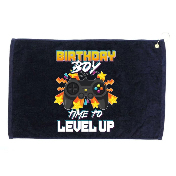 Birthday Boy Time to Level Up Video Gamer Cute Funny Grommeted Golf Towel