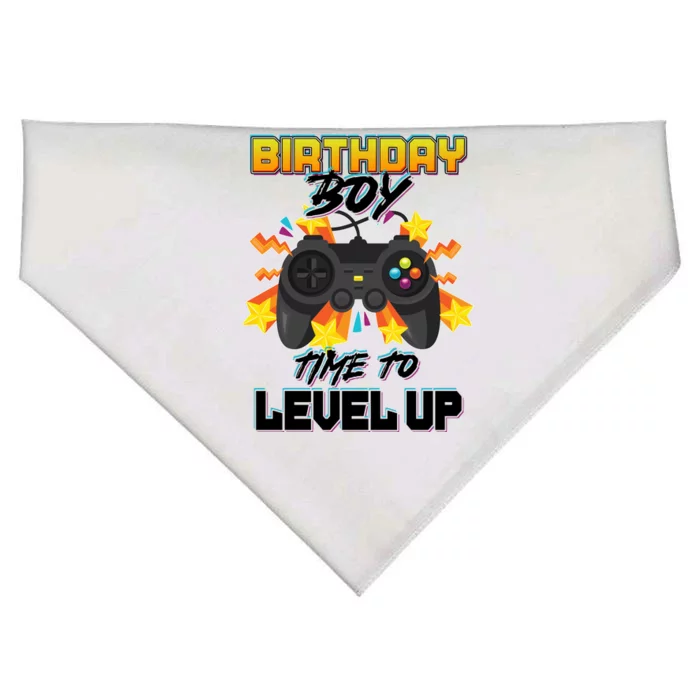 Birthday Boy Time to Level Up Video Gamer Cute Funny USA-Made Doggie Bandana