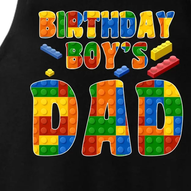 Birthday Boy's Dad Building Blocks Ladies Tri-Blend Wicking Tank