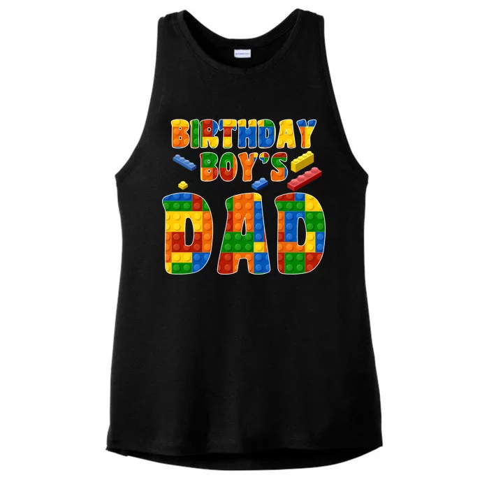 Birthday Boy's Dad Building Blocks Ladies Tri-Blend Wicking Tank