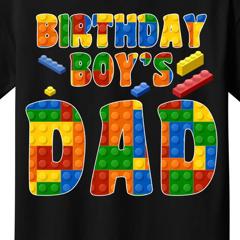 Birthday Boy's Dad Building Blocks Kids T-Shirt