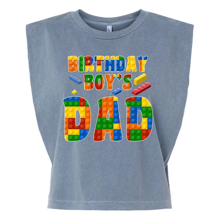 Birthday Boy's Dad Building Blocks Garment-Dyed Women's Muscle Tee