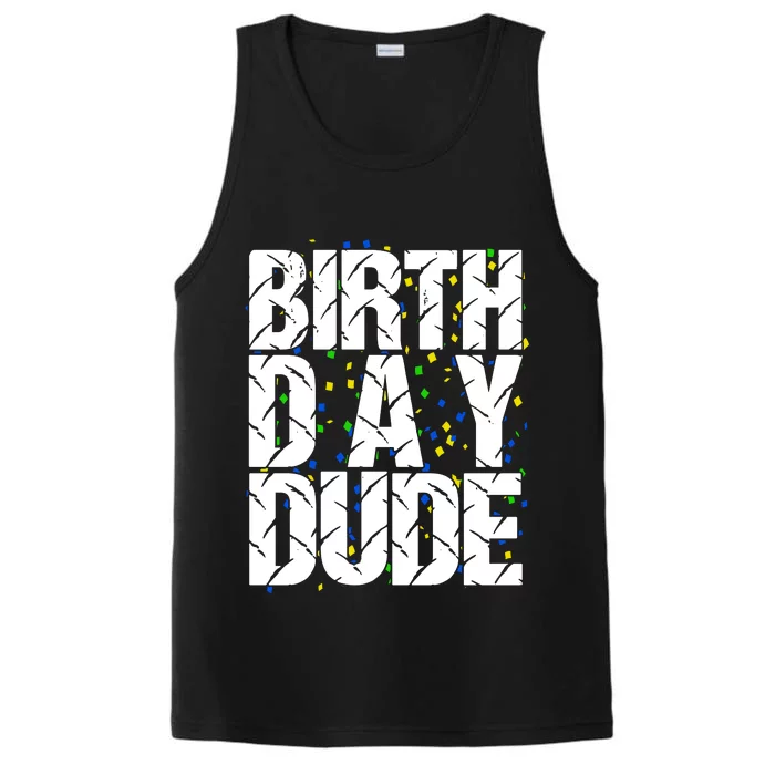 Birthday Dude With Confetti Performance Tank