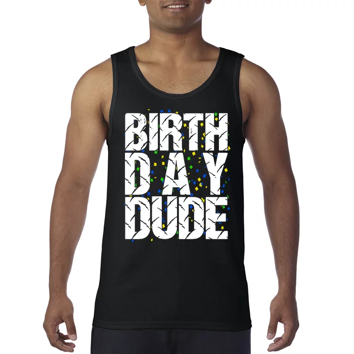 Birthday Dude With Confetti Tank Top