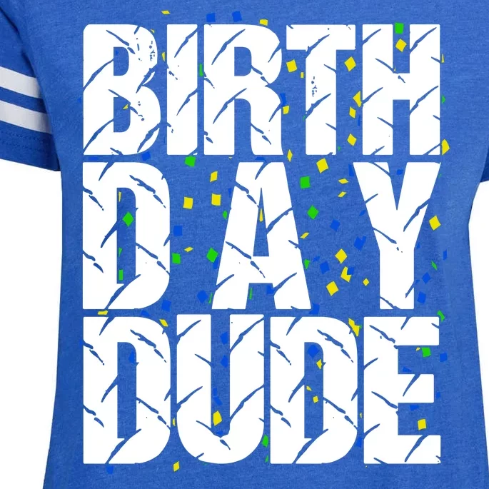 Birthday Dude With Confetti Enza Ladies Jersey Football T-Shirt