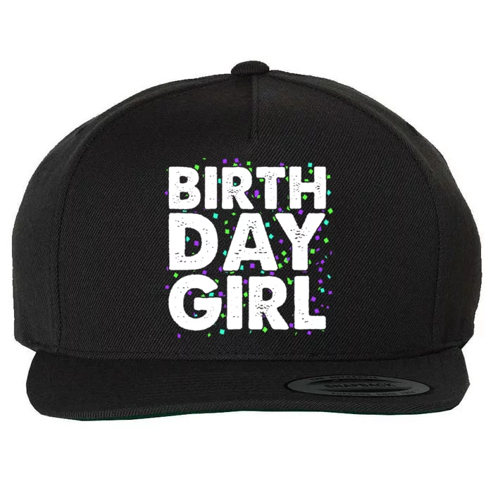 Birthday Girl With Confetti Wool Snapback Cap