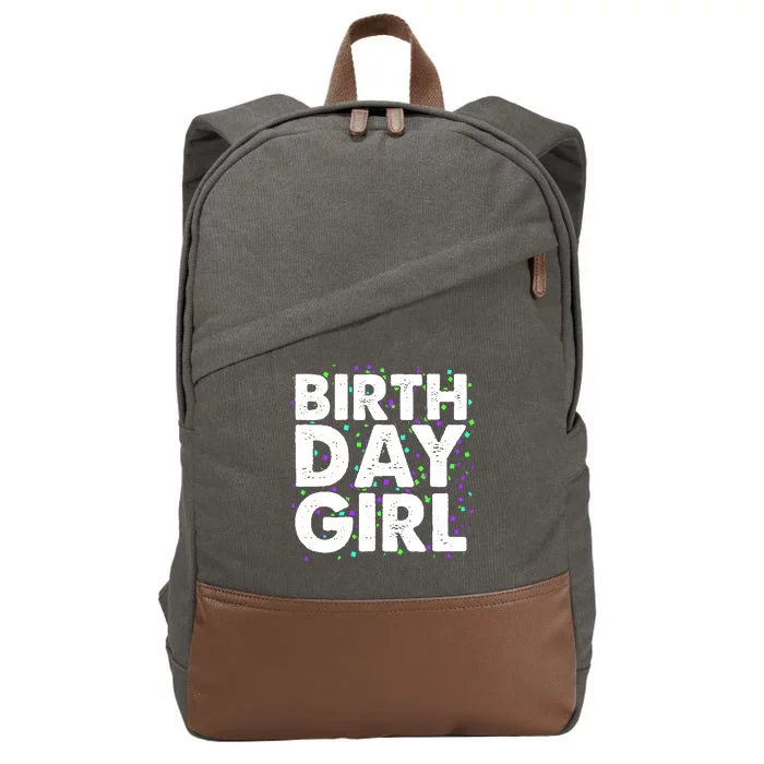 Birthday Girl With Confetti Cotton Canvas Backpack