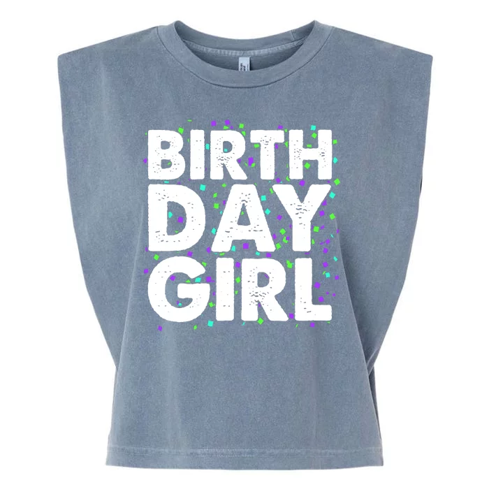 Birthday Girl With Confetti Garment-Dyed Women's Muscle Tee