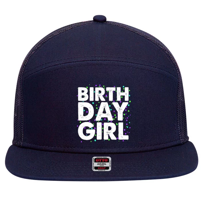 Birthday Girl With Confetti 7 Panel Mesh Trucker Snapback Hat