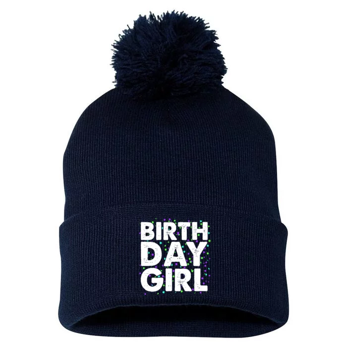 Birthday Girl With Confetti Pom Pom 12in Knit Beanie