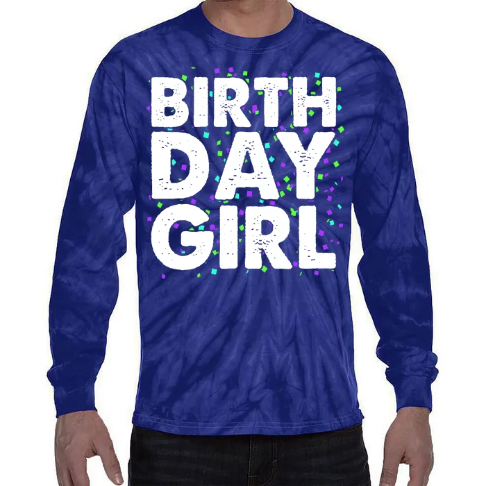 Birthday Girl With Confetti Tie-Dye Long Sleeve Shirt