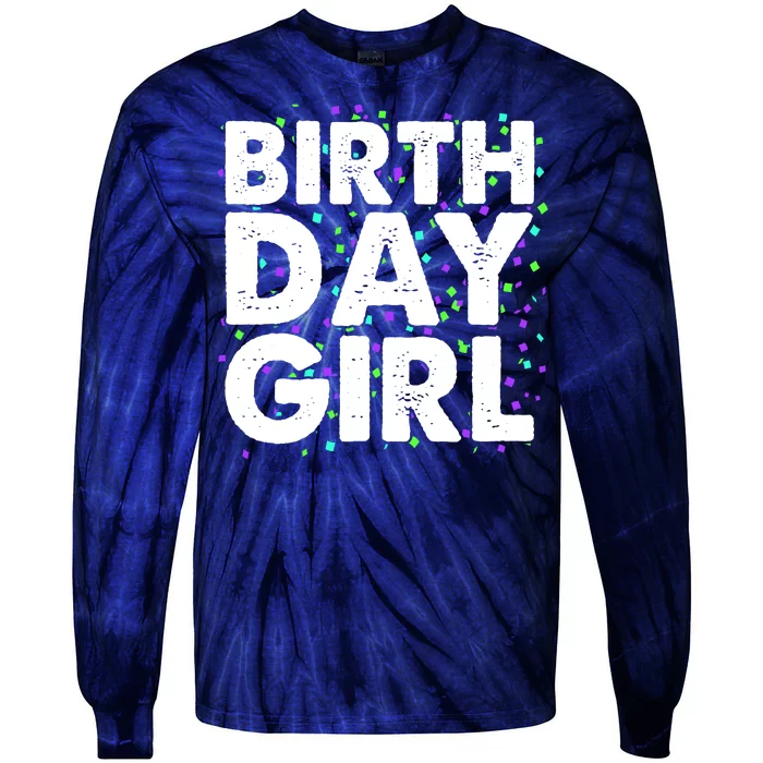 Birthday Girl With Confetti Tie-Dye Long Sleeve Shirt