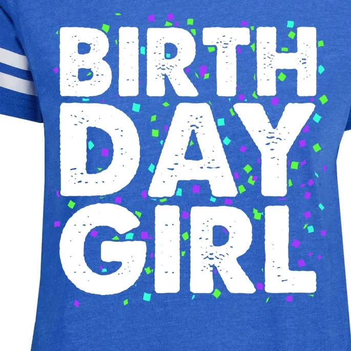 Birthday Girl With Confetti Enza Ladies Jersey Football T-Shirt