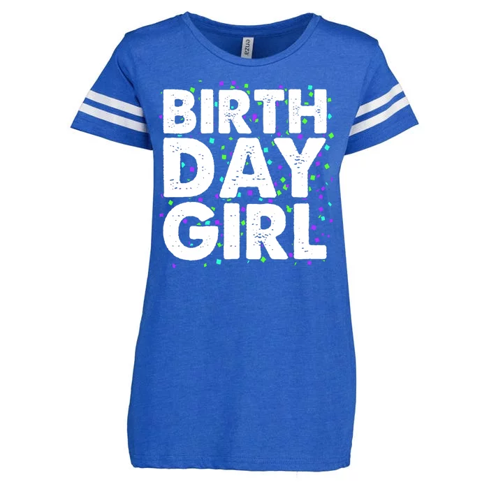 Birthday Girl With Confetti Enza Ladies Jersey Football T-Shirt