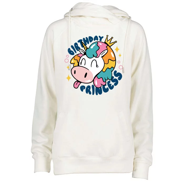 Birthday Princess Unicorn Womens Funnel Neck Pullover Hood