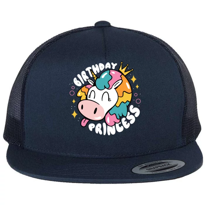 Birthday Princess Unicorn Flat Bill Trucker Hat