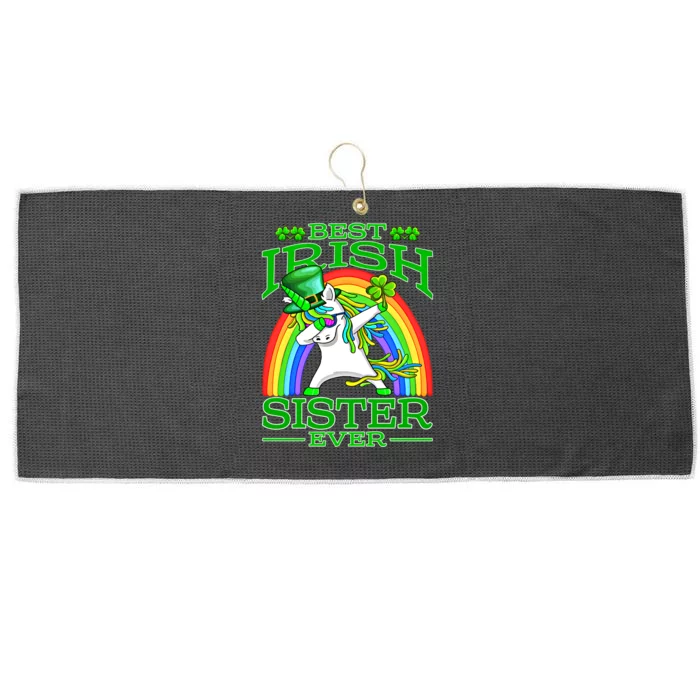 Best Irish Sister Ever St PatrickS Day Unicorn Cute Gift Large Microfiber Waffle Golf Towel