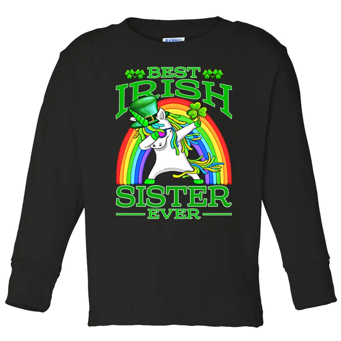 Best Irish Sister Ever St PatrickS Day Unicorn Cute Gift Toddler Long Sleeve Shirt