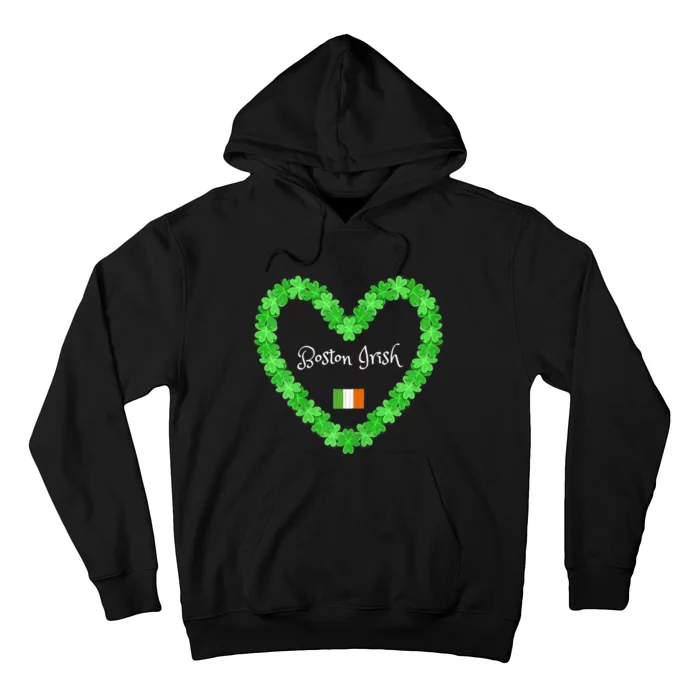 Boston Irish St. Paddy's Day Shamrock Heart Hoodie