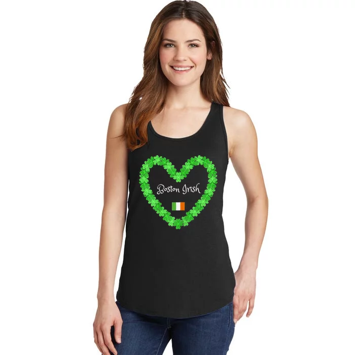 Boston Irish St. Paddy's Day Shamrock Heart Ladies Essential Tank