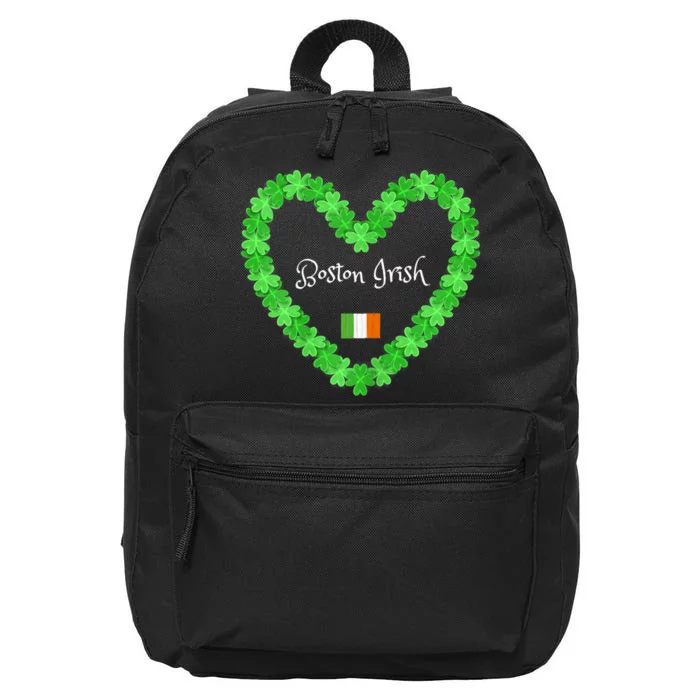 Boston Irish St. Paddy's Day Shamrock Heart 16 in Basic Backpack