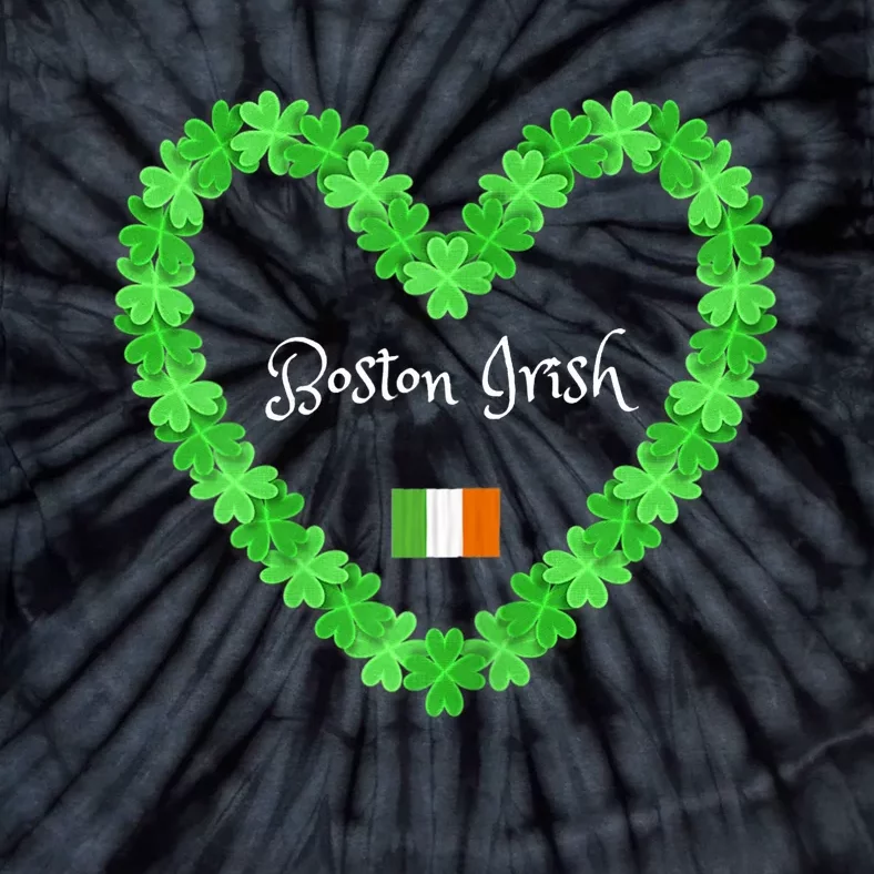 Boston Irish St. Paddy's Day Shamrock Heart Tie-Dye T-Shirt