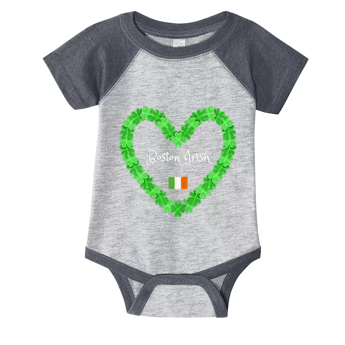 Boston Irish St. Paddy's Day Shamrock Heart Infant Baby Jersey Bodysuit