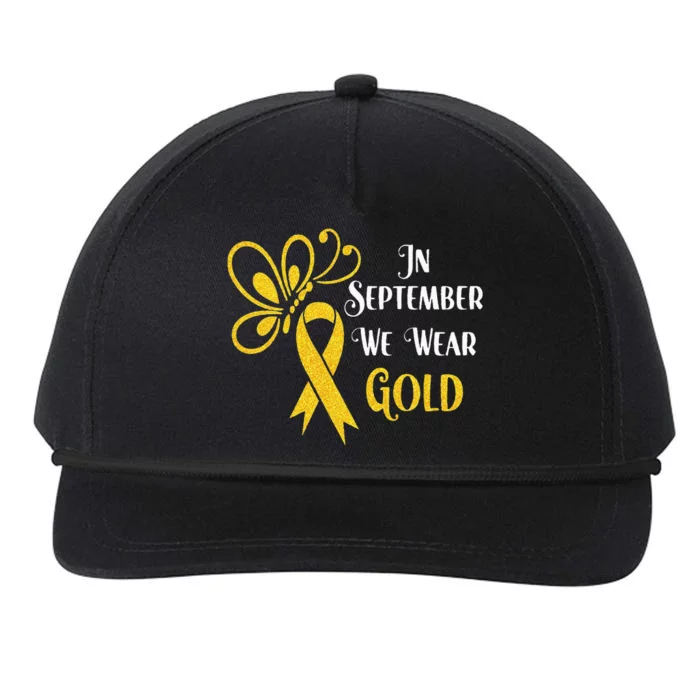 Butterfly In September We Wear Gold Childhood Cancer Snapback Five-Panel Rope Hat