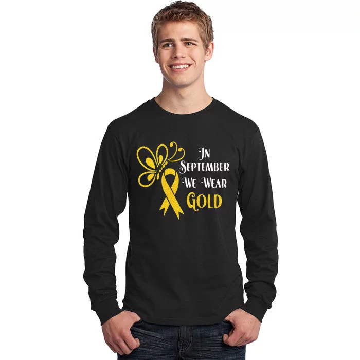 Butterfly In September We Wear Gold Childhood Cancer Tall Long Sleeve T-Shirt