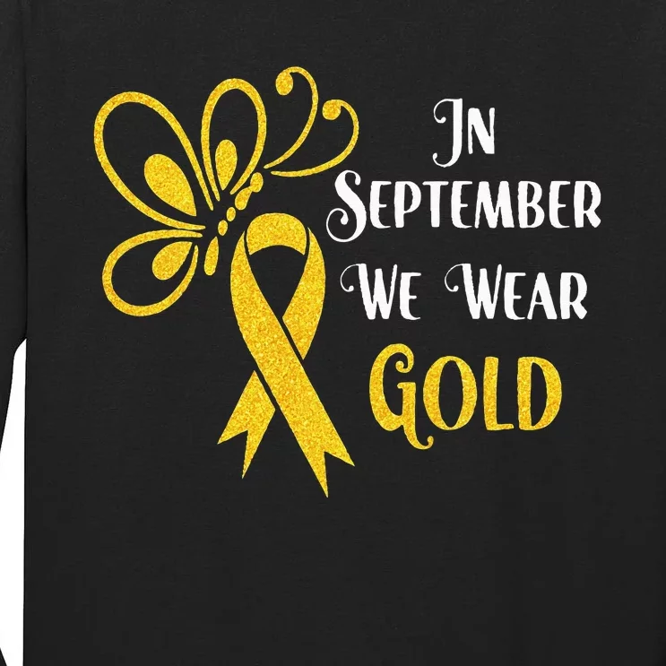 Butterfly In September We Wear Gold Childhood Cancer Tall Long Sleeve T-Shirt