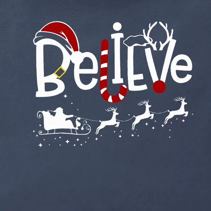 Believe In Santa Clause Christmas Zip Tote Bag