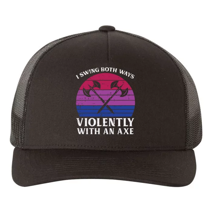 Bisexual I Swing Both Ways Axe Funny Bi Pride Flag Lgbtq Yupoong Adult 5-Panel Trucker Hat