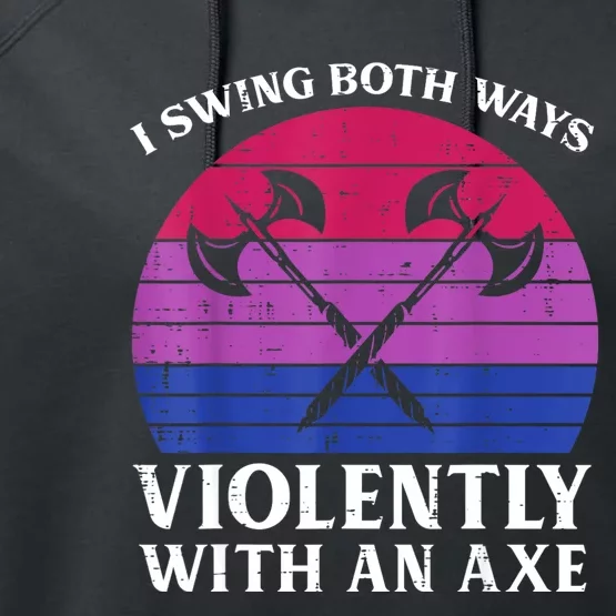 Bisexual I Swing Both Ways Axe Funny Bi Pride Flag Lgbtq Performance Fleece Hoodie