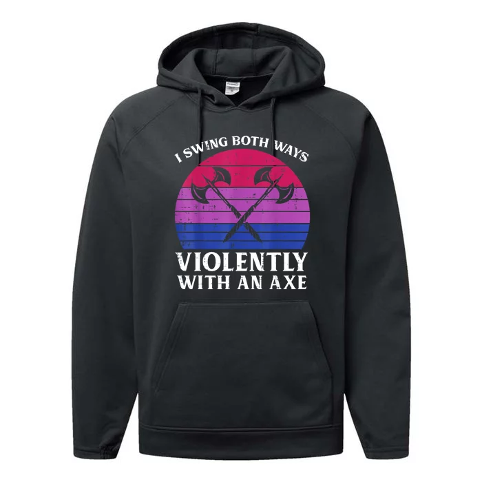 Bisexual I Swing Both Ways Axe Funny Bi Pride Flag Lgbtq Performance Fleece Hoodie