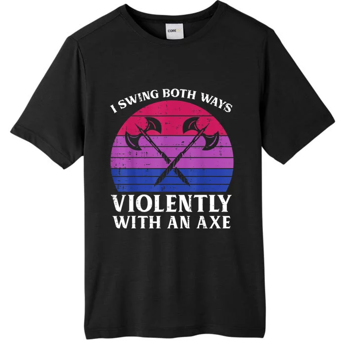 Bisexual I Swing Both Ways Axe Funny Bi Pride Flag Lgbtq ChromaSoft Performance T-Shirt