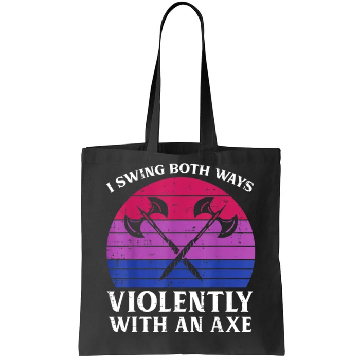 Bisexual I Swing Both Ways Axe Funny Bi Pride Flag Lgbtq Tote Bag