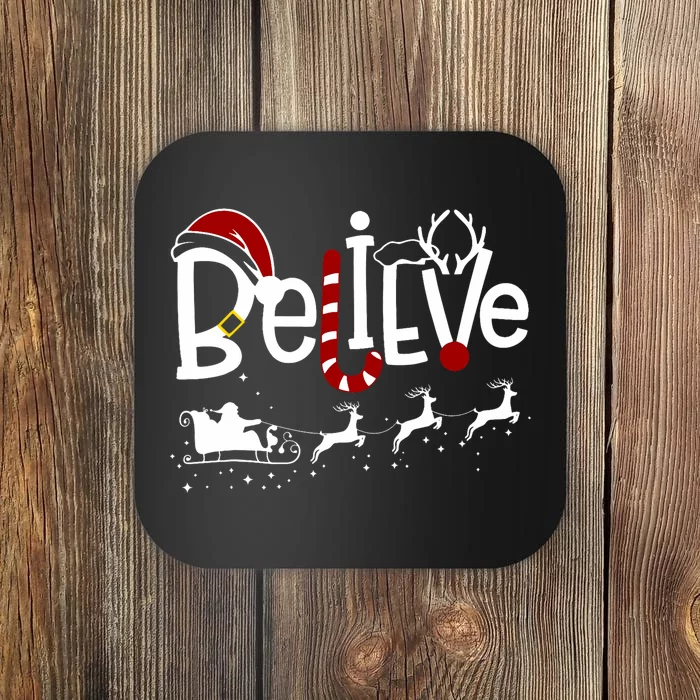 Believe In Santa Clause Christmas Coaster