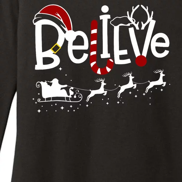 Believe In Santa Clause Christmas Womens CVC Long Sleeve Shirt