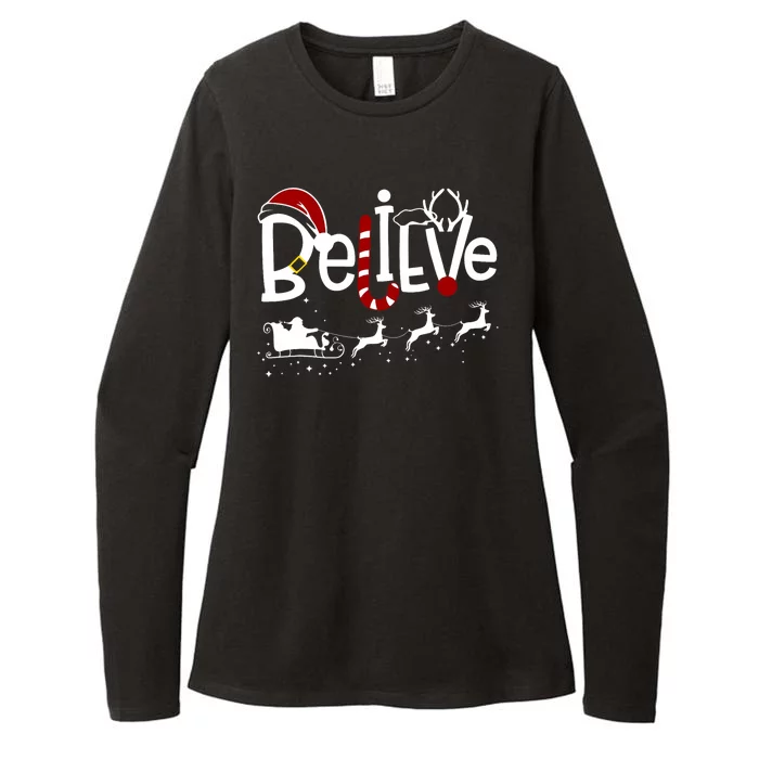 Believe In Santa Clause Christmas Womens CVC Long Sleeve Shirt