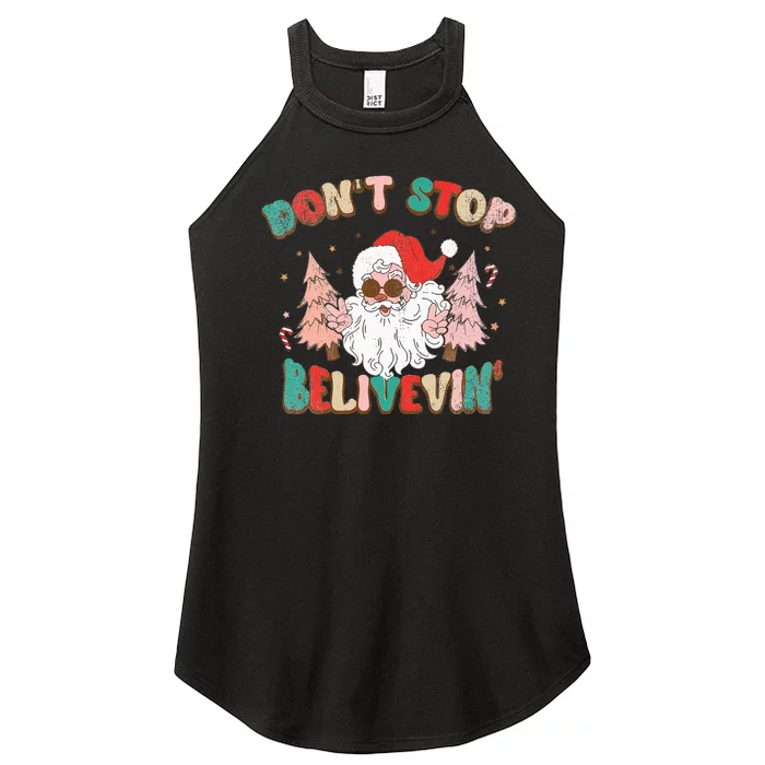 Believe in Santa Hilarious Christmas Saying Women’s Perfect Tri Rocker Tank