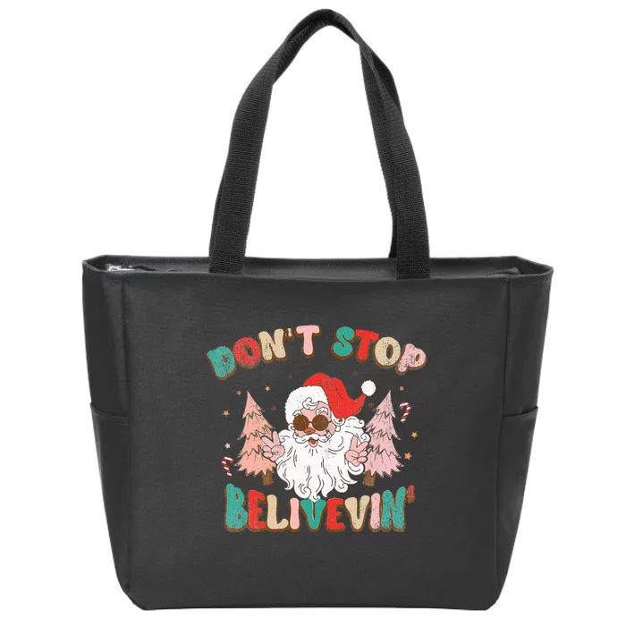 Believe in Santa Hilarious Christmas Saying Zip Tote Bag