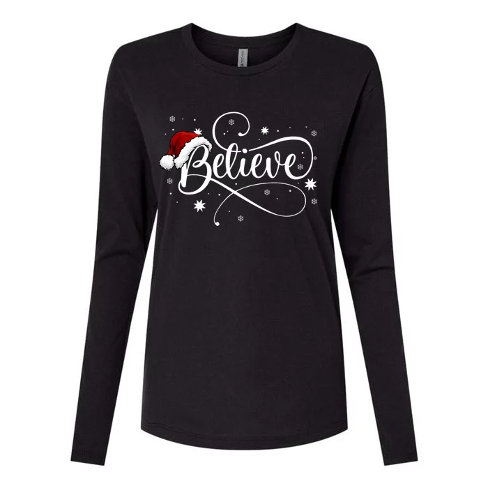 Believe In Santa Claus Funny Christmas Santa Xmas Gift Womens Cotton Relaxed Long Sleeve T-Shirt