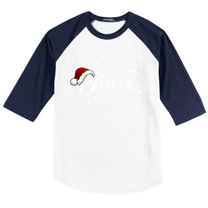 Believe In Santa Claus Funny Christmas Santa Xmas Gift Baseball Sleeve Shirt