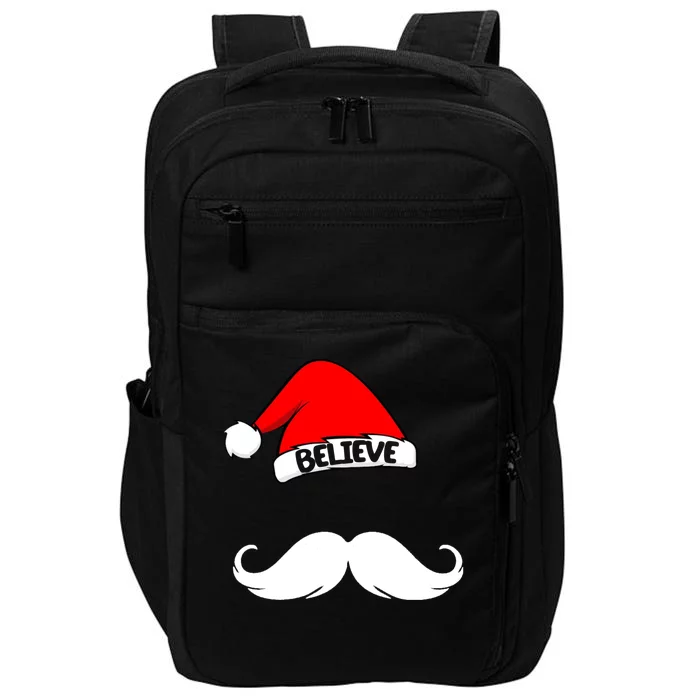 Believe In Santa Funny Mustache Impact Tech Backpack