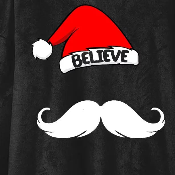 Believe In Santa Funny Mustache Hooded Wearable Blanket