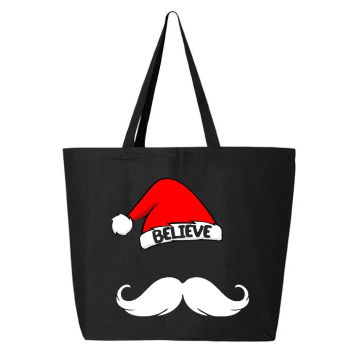 Believe In Santa Funny Mustache 25L Jumbo Tote